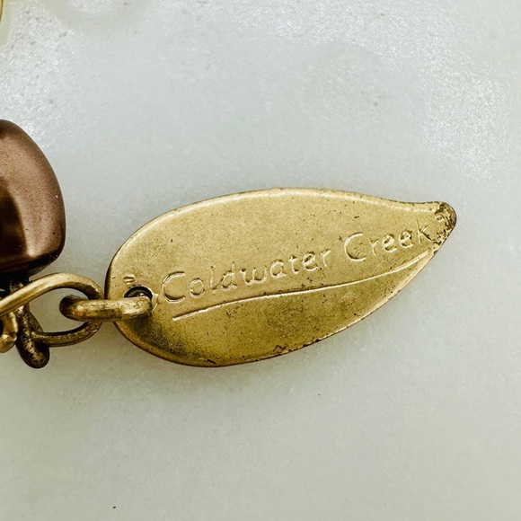 Coldwater Creek Layered Beaded Necklace Brown and Mother of Pearl Adjustable - Picture 2 of 11